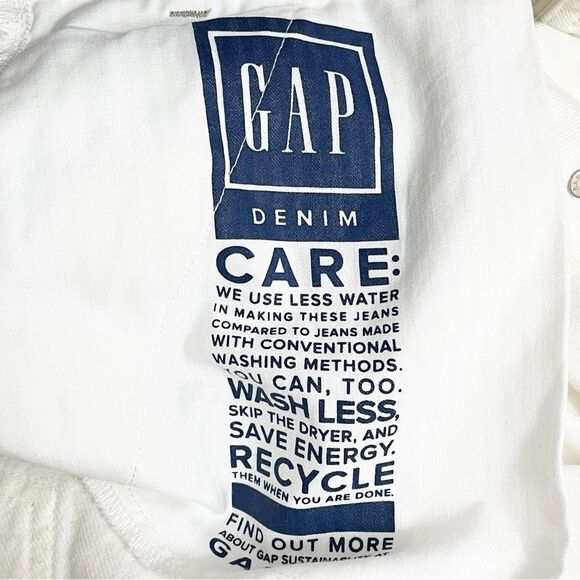 GAP Wide Leg Suspender Jeans White Denim Pants with Suspenders Size 31 | 12 Long - Picture 13 of 15